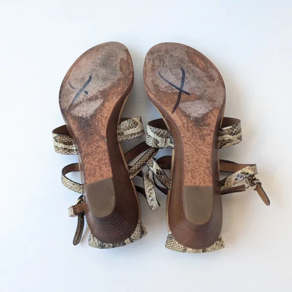 Coach Snake Print Sandals with Gold Accents - Picture 10 of 12
